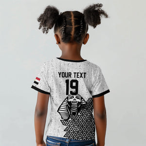 Custom World Football 2026 Egypt Kid T shirt Pharaohs Hieroglyphs Pride White Version