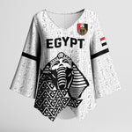 Custom World Football 2026 Egypt Kimono Sleeve Blouse Pharaohs Hieroglyphs Pride White Version