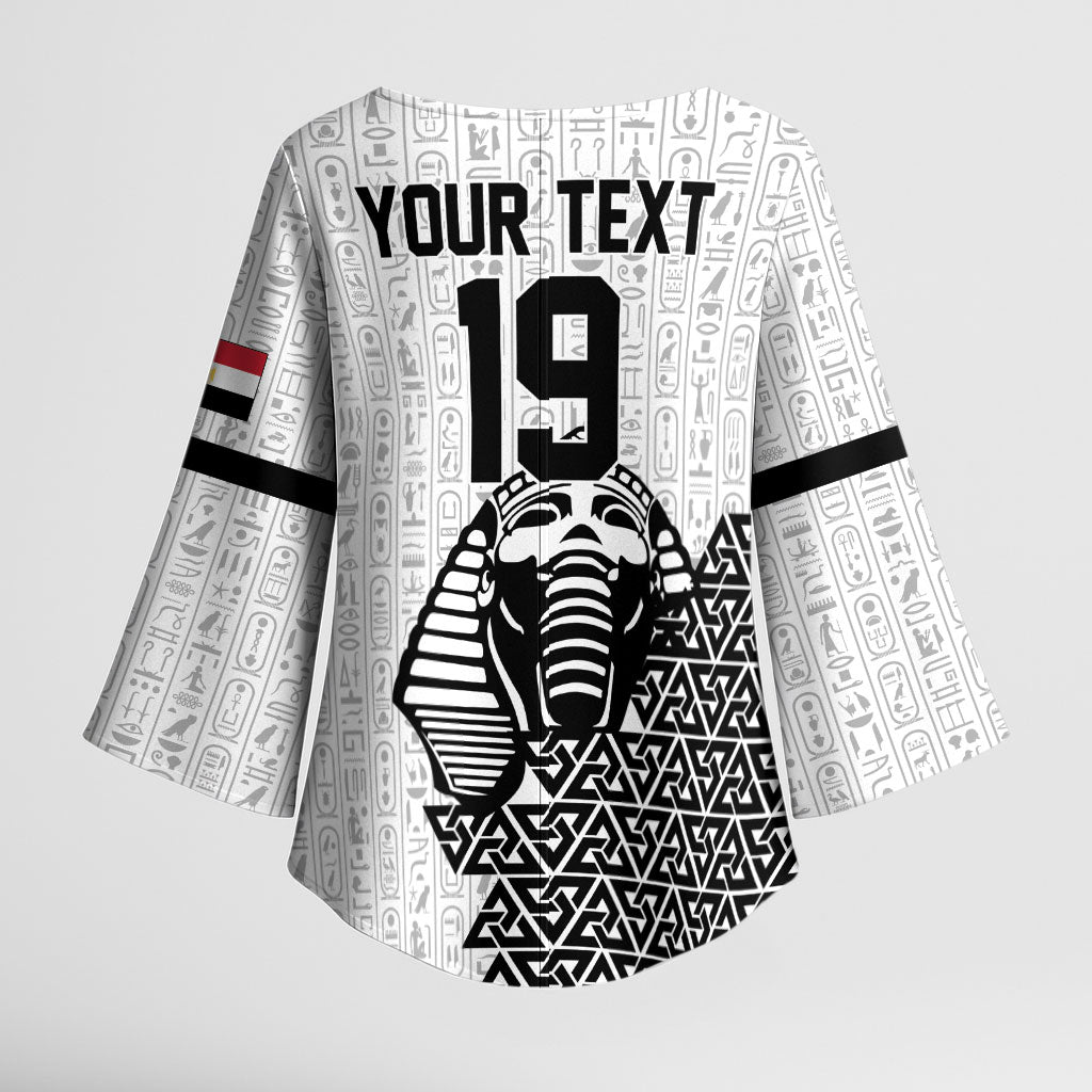 Custom World Football 2026 Egypt Kimono Sleeve Blouse Pharaohs Hieroglyphs Pride White Version