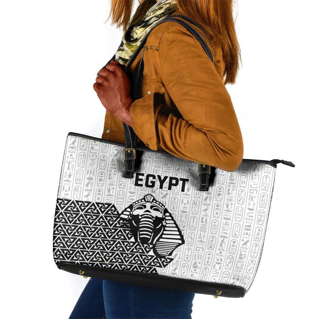World Football 2026 Egypt Leather Tote Bag Pharaohs Hieroglyphs Pride White Version
