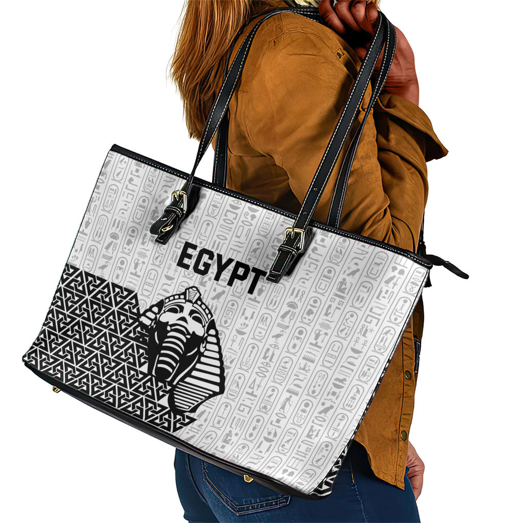 World Football 2026 Egypt Leather Tote Bag Pharaohs Hieroglyphs Pride White Version