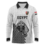 Custom World Football 2026 Egypt Long Sleeve Polo Shirt Pharaohs Hieroglyphs Pride White Version