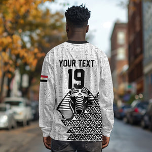 Custom World Football 2026 Egypt Long Sleeve Shirt Pharaohs Hieroglyphs Pride White Version