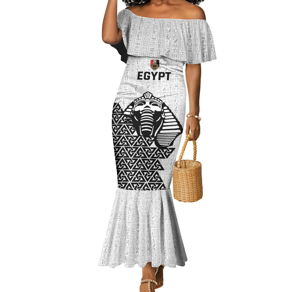 Custom World Football 2026 Egypt Mermaid Dress Pharaohs Hieroglyphs Pride White Version
