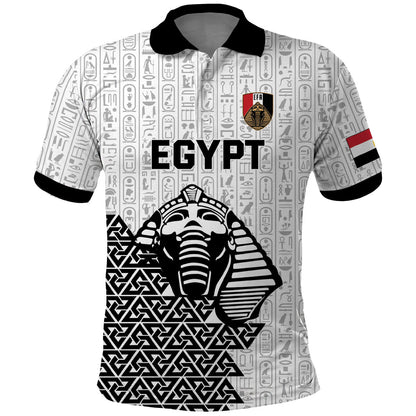 Custom World Football 2026 Egypt Polo Shirt Pharaohs Hieroglyphs Pride White Version
