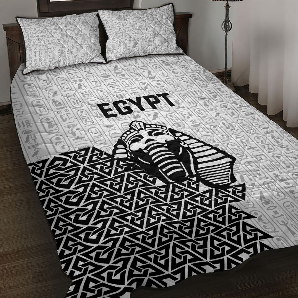 World Football 2026 Egypt Quilt Bed Set Pharaohs Hieroglyphs Pride White Version