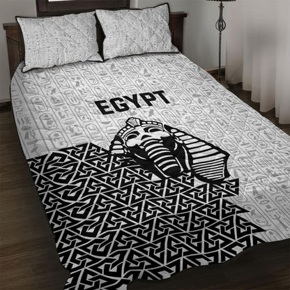 World Football 2026 Egypt Quilt Bed Set Pharaohs Hieroglyphs Pride White Version