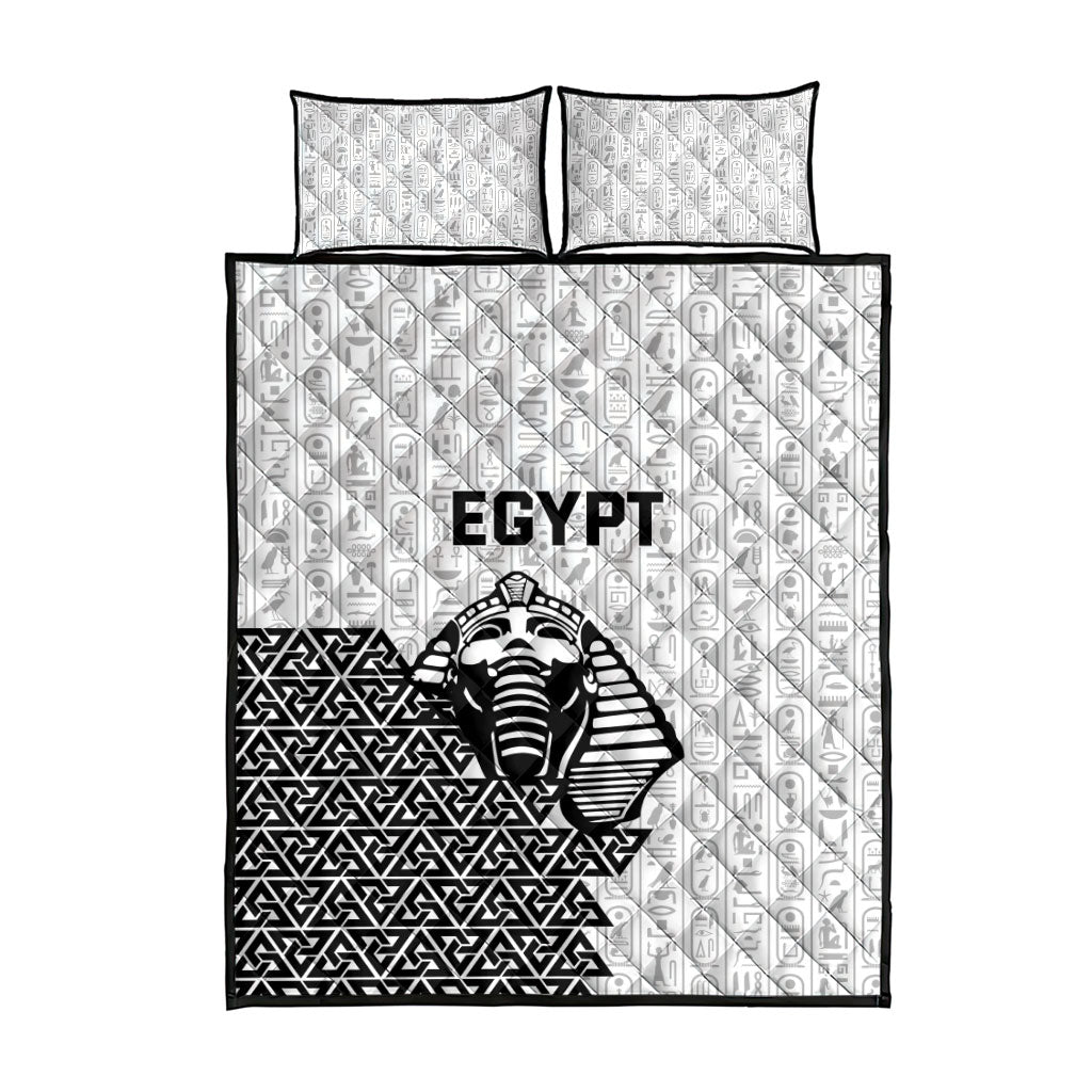World Football 2026 Egypt Quilt Bed Set Pharaohs Hieroglyphs Pride White Version