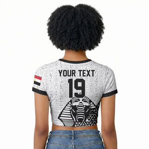 Custom World Football 2026 Egypt Raglan Cropped T shirt Pharaohs Hieroglyphs Pride White Version