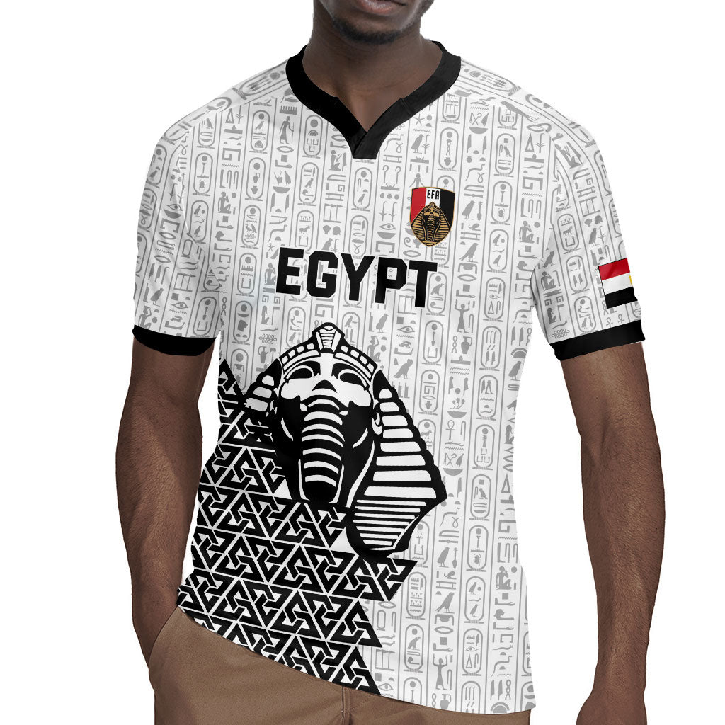 Custom World Football 2026 Egypt Rugby Jersey Pharaohs Hieroglyphs Pride White Version