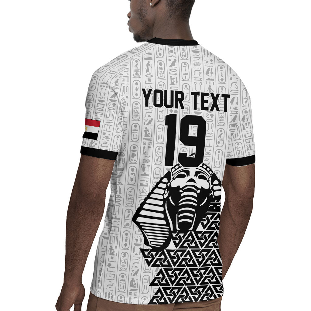 Custom World Football 2026 Egypt Rugby Jersey Pharaohs Hieroglyphs Pride White Version