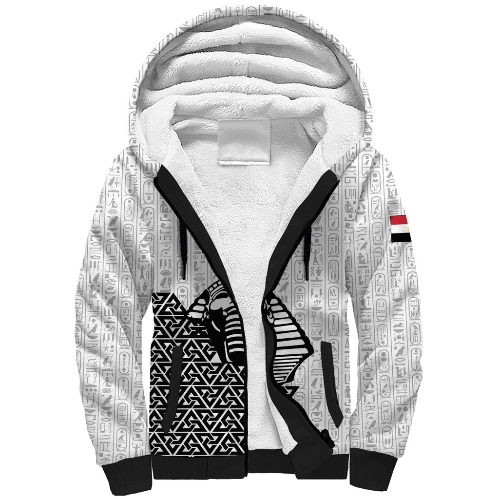 Custom World Football 2026 Egypt Sherpa Hoodie Pharaohs Hieroglyphs Pride White Version