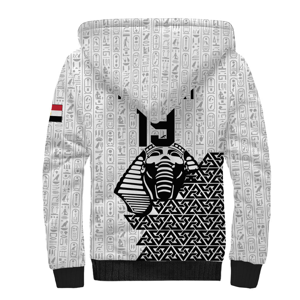 Custom World Football 2026 Egypt Sherpa Hoodie Pharaohs Hieroglyphs Pride White Version