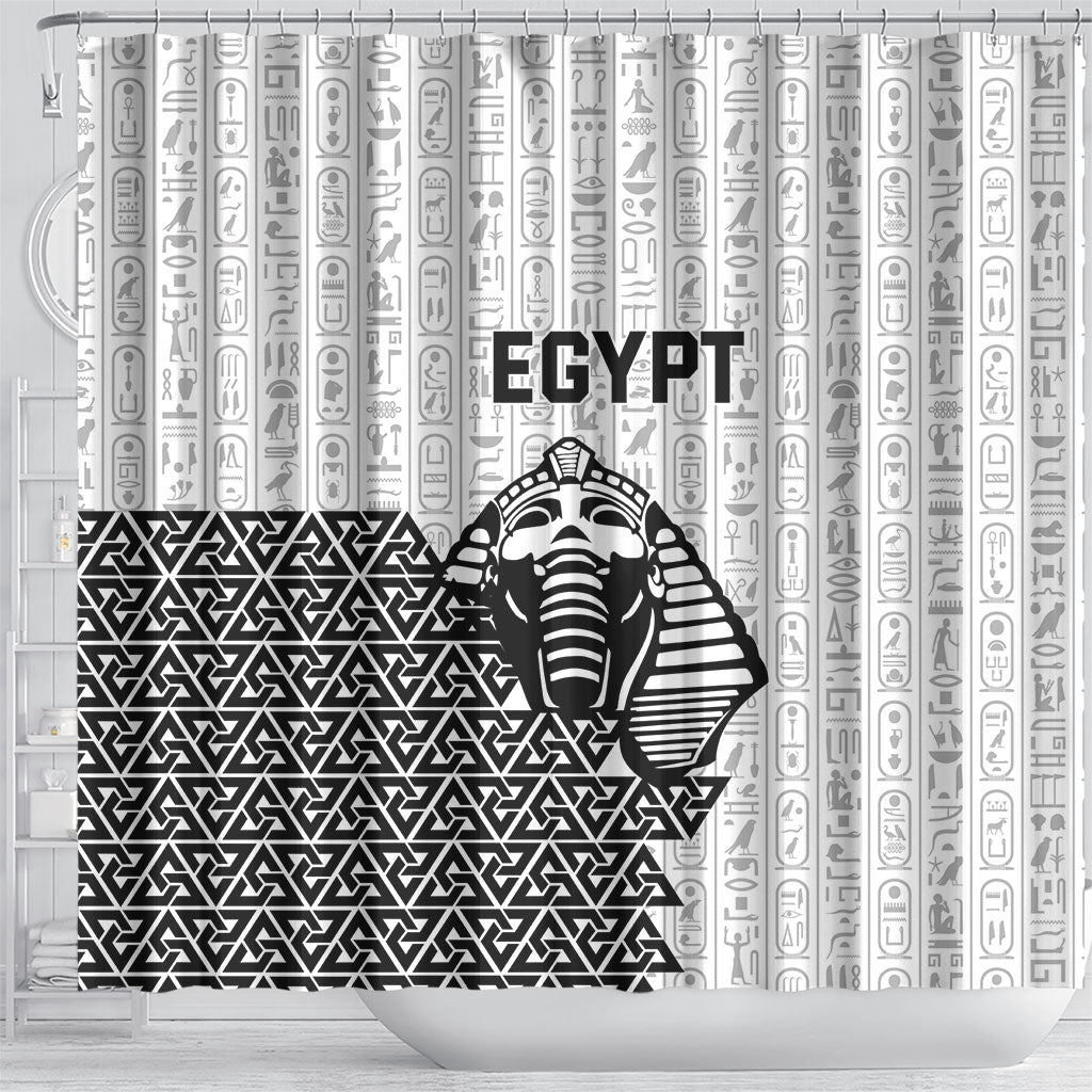 World Football 2026 Egypt Shower Curtain Pharaohs Hieroglyphs Pride White Version