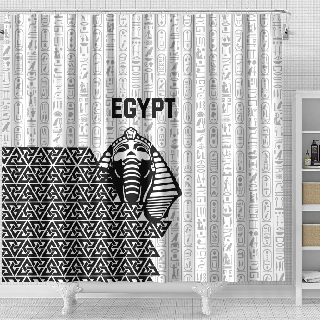 World Football 2026 Egypt Shower Curtain Pharaohs Hieroglyphs Pride White Version