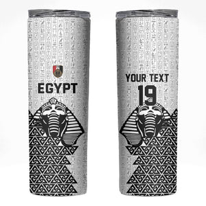 Custom World Football 2026 Egypt Skinny Tumbler Pharaohs Hieroglyphs Pride White Version