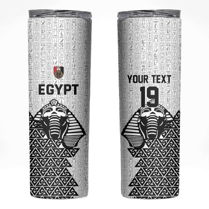 Custom World Football 2026 Egypt Skinny Tumbler Pharaohs Hieroglyphs Pride White Version