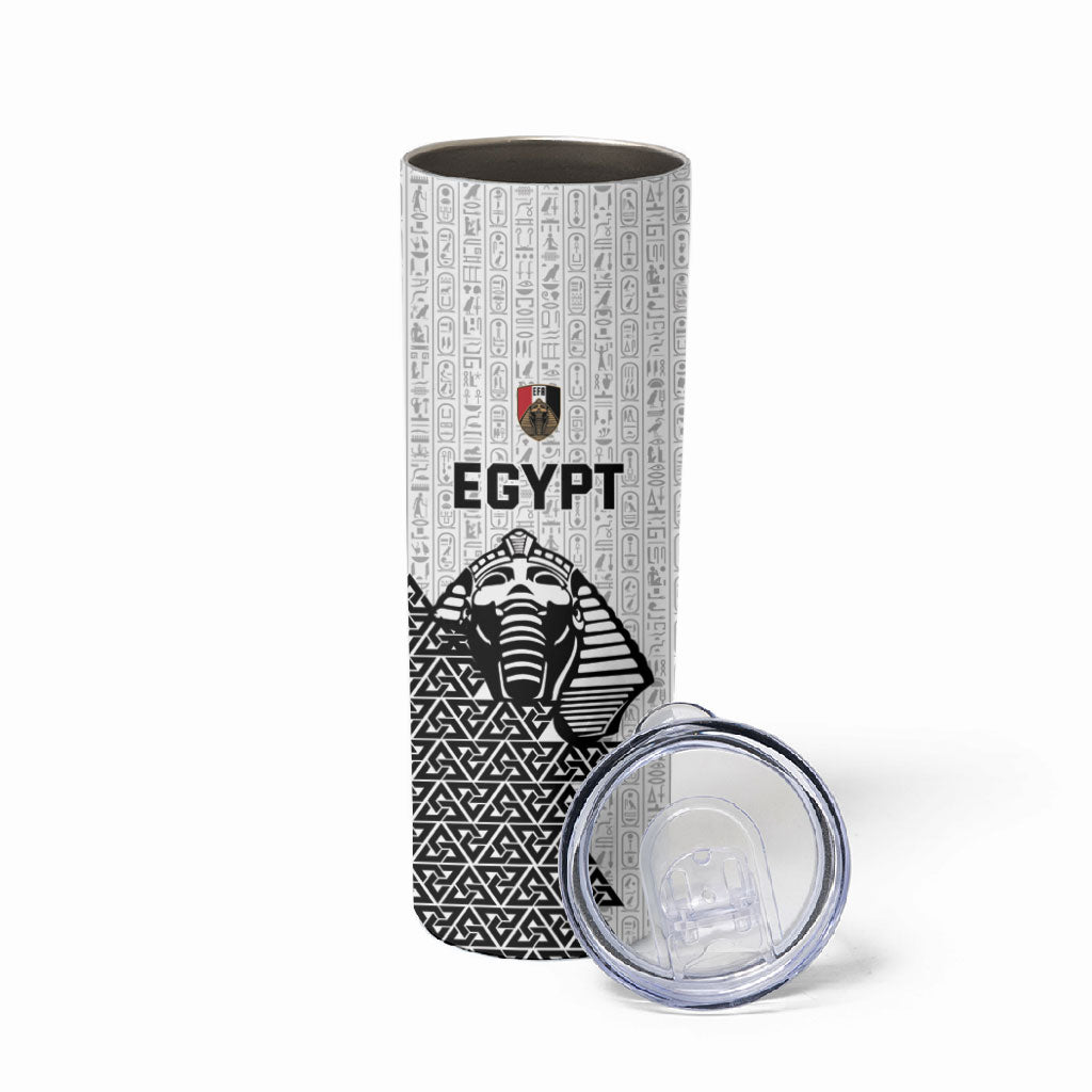 Custom World Football 2026 Egypt Skinny Tumbler Pharaohs Hieroglyphs Pride White Version