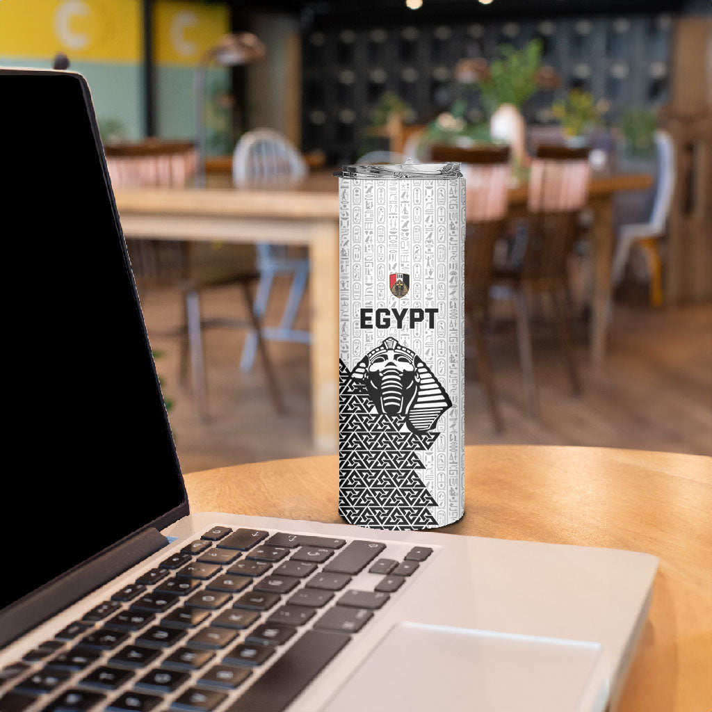 Custom World Football 2026 Egypt Skinny Tumbler Pharaohs Hieroglyphs Pride White Version