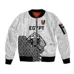 Custom World Football 2026 Egypt Sleeve Zip Bomber Jacket Pharaohs Hieroglyphs Pride White Version
