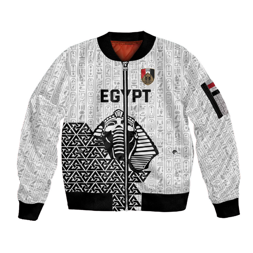 Custom World Football 2026 Egypt Sleeve Zip Bomber Jacket Pharaohs Hieroglyphs Pride White Version
