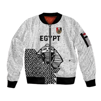 Custom World Football 2026 Egypt Sleeve Zip Bomber Jacket Pharaohs Hieroglyphs Pride White Version