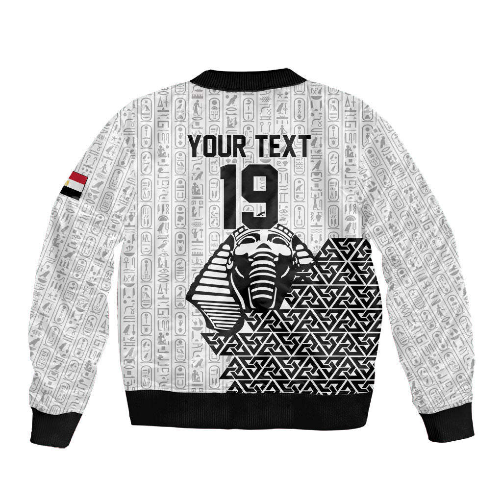 Custom World Football 2026 Egypt Sleeve Zip Bomber Jacket Pharaohs Hieroglyphs Pride White Version