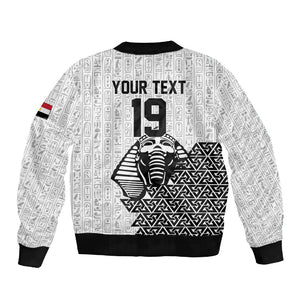 Custom World Football 2026 Egypt Sleeve Zip Bomber Jacket Pharaohs Hieroglyphs Pride White Version