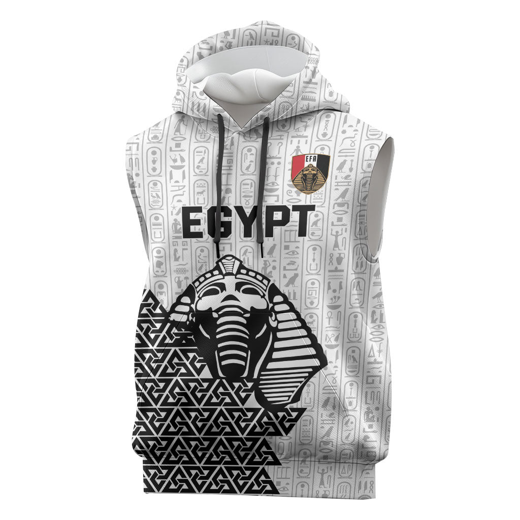 Custom World Football 2026 Egypt Sleeveless Hoodie Pharaohs Hieroglyphs Pride White Version
