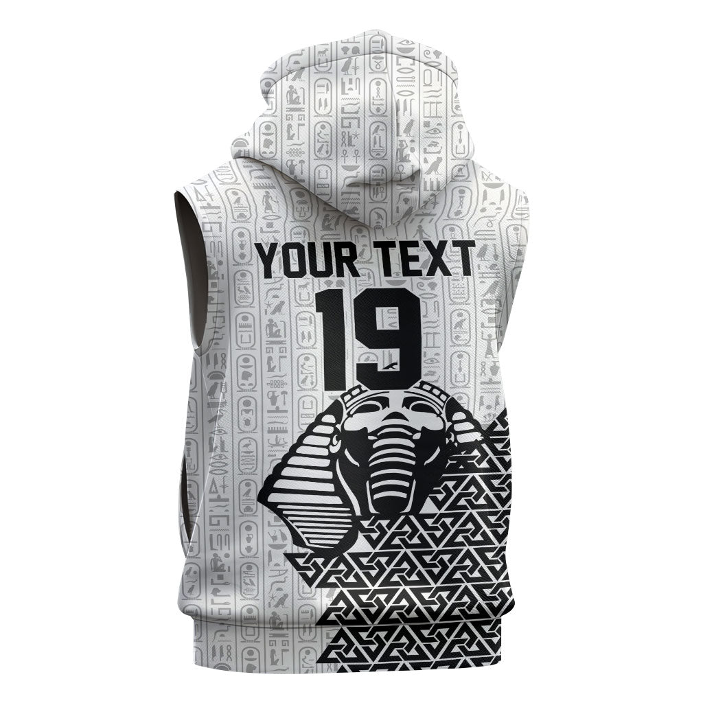 Custom World Football 2026 Egypt Sleeveless Hoodie Pharaohs Hieroglyphs Pride White Version