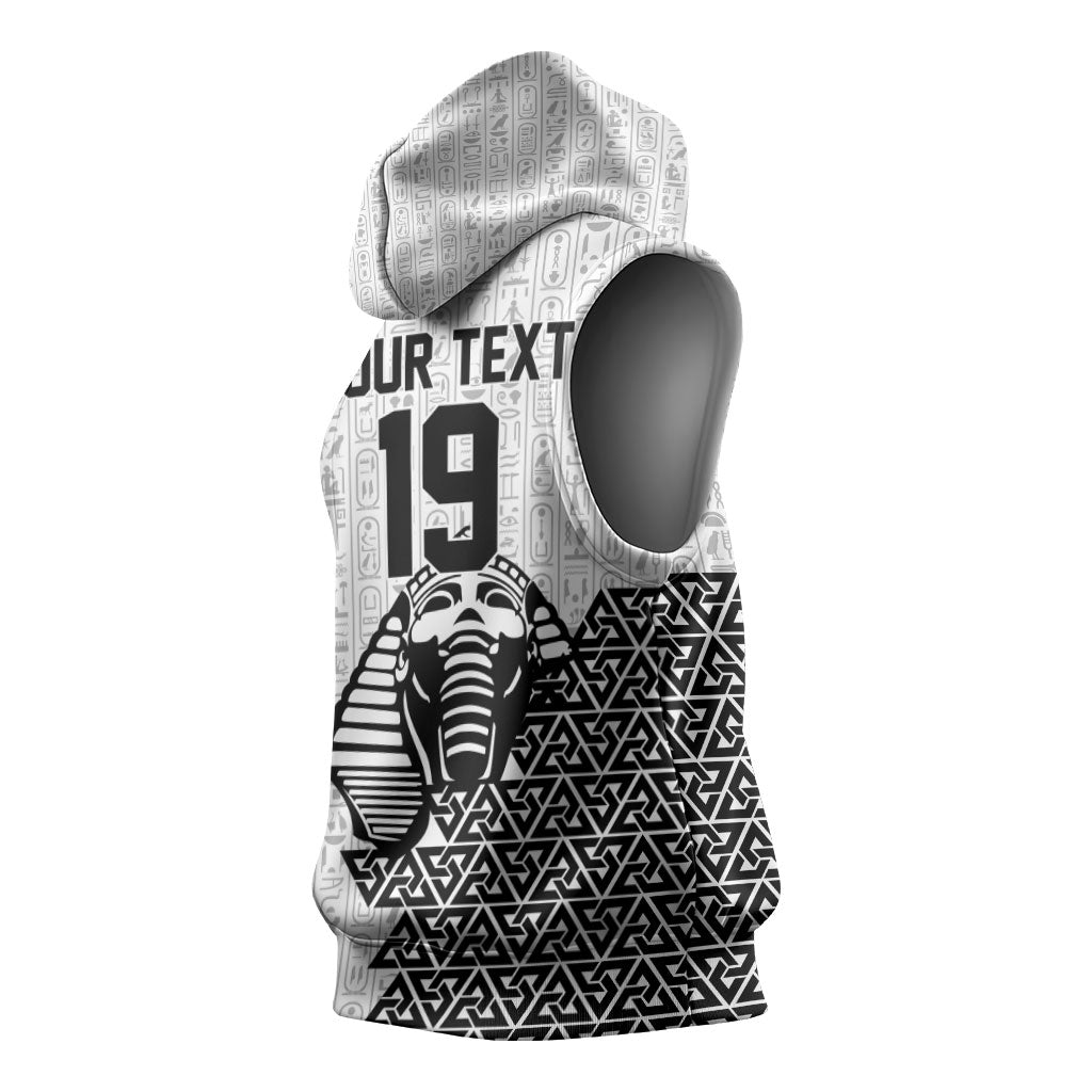 Custom World Football 2026 Egypt Sleeveless Hoodie Pharaohs Hieroglyphs Pride White Version