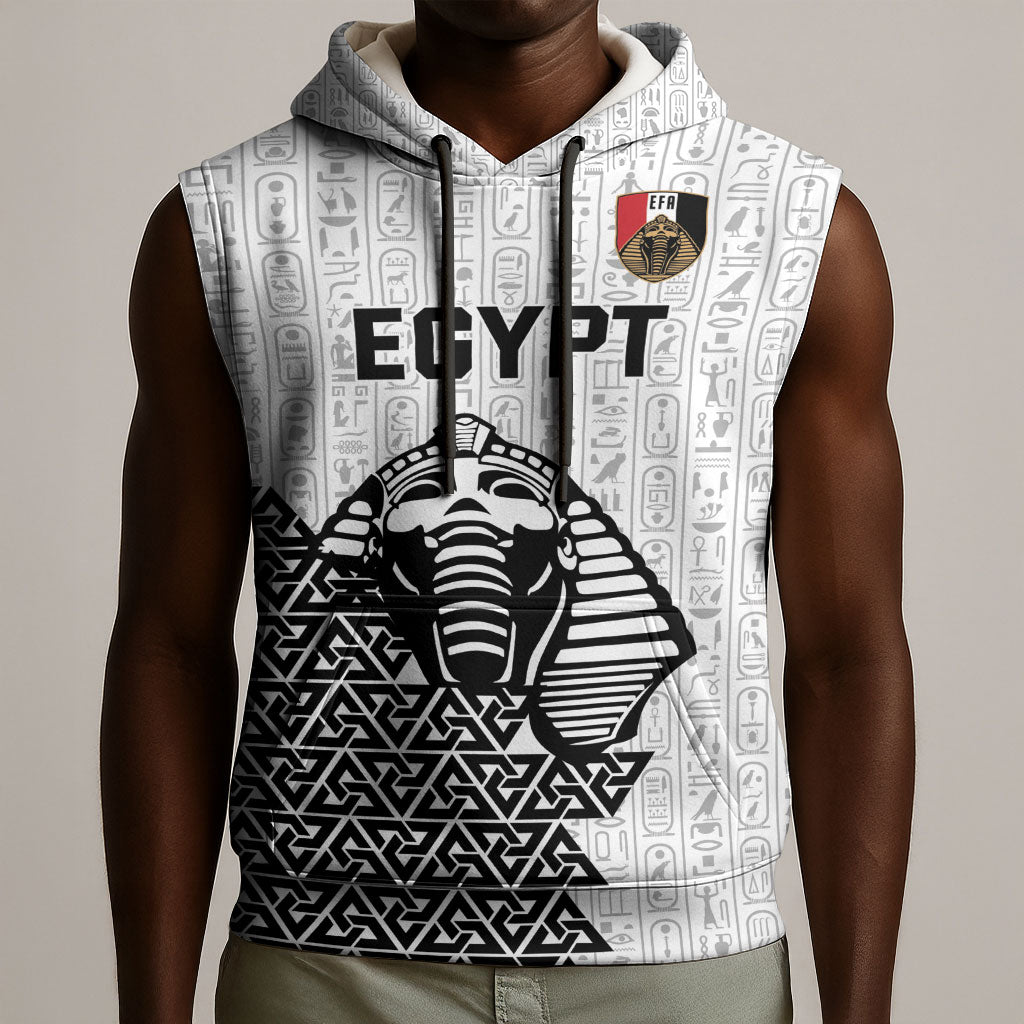 Custom World Football 2026 Egypt Sleeveless Hoodie Pharaohs Hieroglyphs Pride White Version