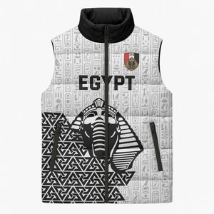 Custom World Football 2026 Egypt Sleeveless Puffer Jacket Pharaohs Hieroglyphs Pride White Version