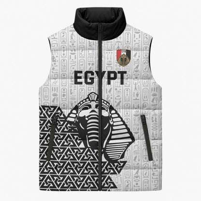Custom World Football 2026 Egypt Sleeveless Puffer Jacket Pharaohs Hieroglyphs Pride White Version