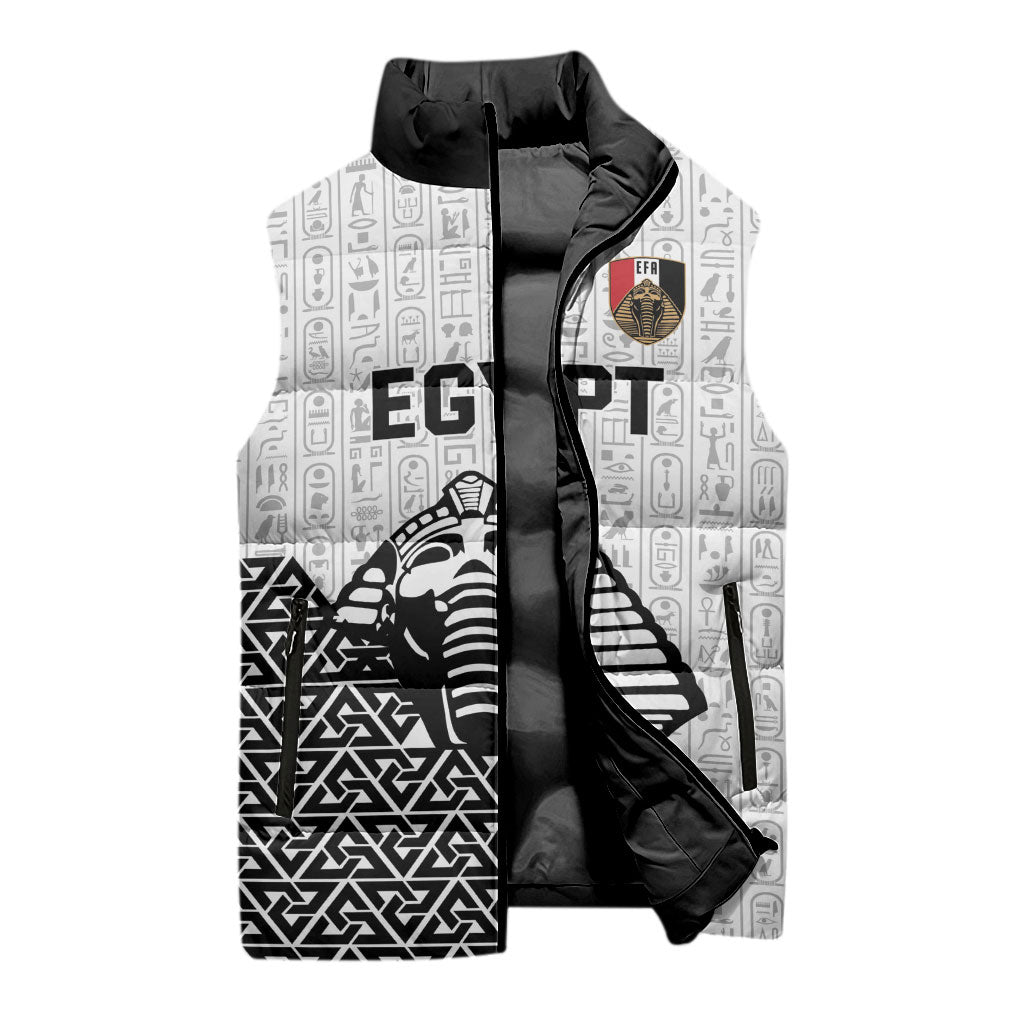 Custom World Football 2026 Egypt Sleeveless Puffer Jacket Pharaohs Hieroglyphs Pride White Version