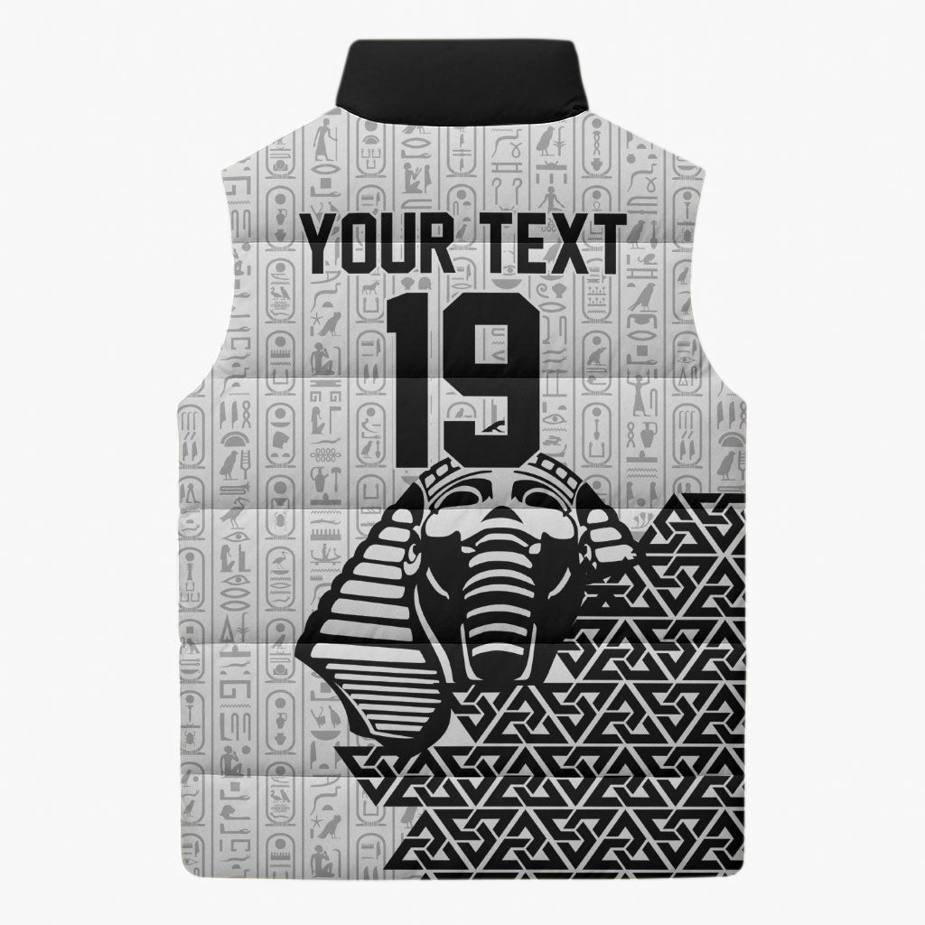 Custom World Football 2026 Egypt Sleeveless Puffer Jacket Pharaohs Hieroglyphs Pride White Version
