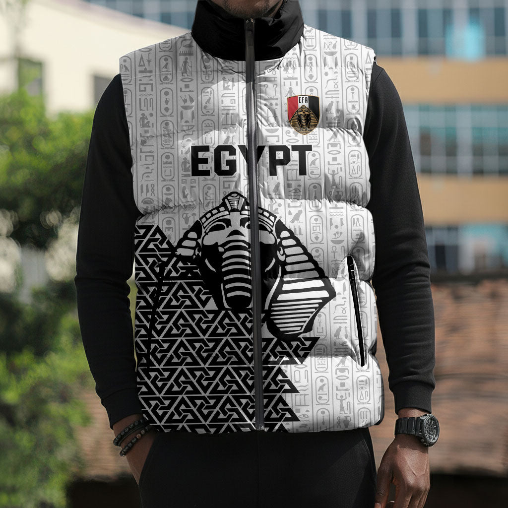 Custom World Football 2026 Egypt Sleeveless Puffer Jacket Pharaohs Hieroglyphs Pride White Version