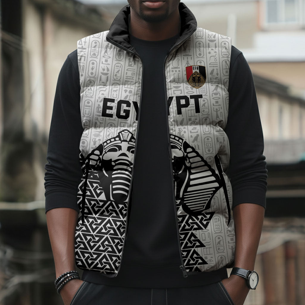 Custom World Football 2026 Egypt Sleeveless Puffer Jacket Pharaohs Hieroglyphs Pride White Version