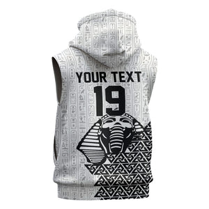 Custom World Football 2026 Egypt Sleeveless Zip Hoodie Pharaohs Hieroglyphs Pride White Version