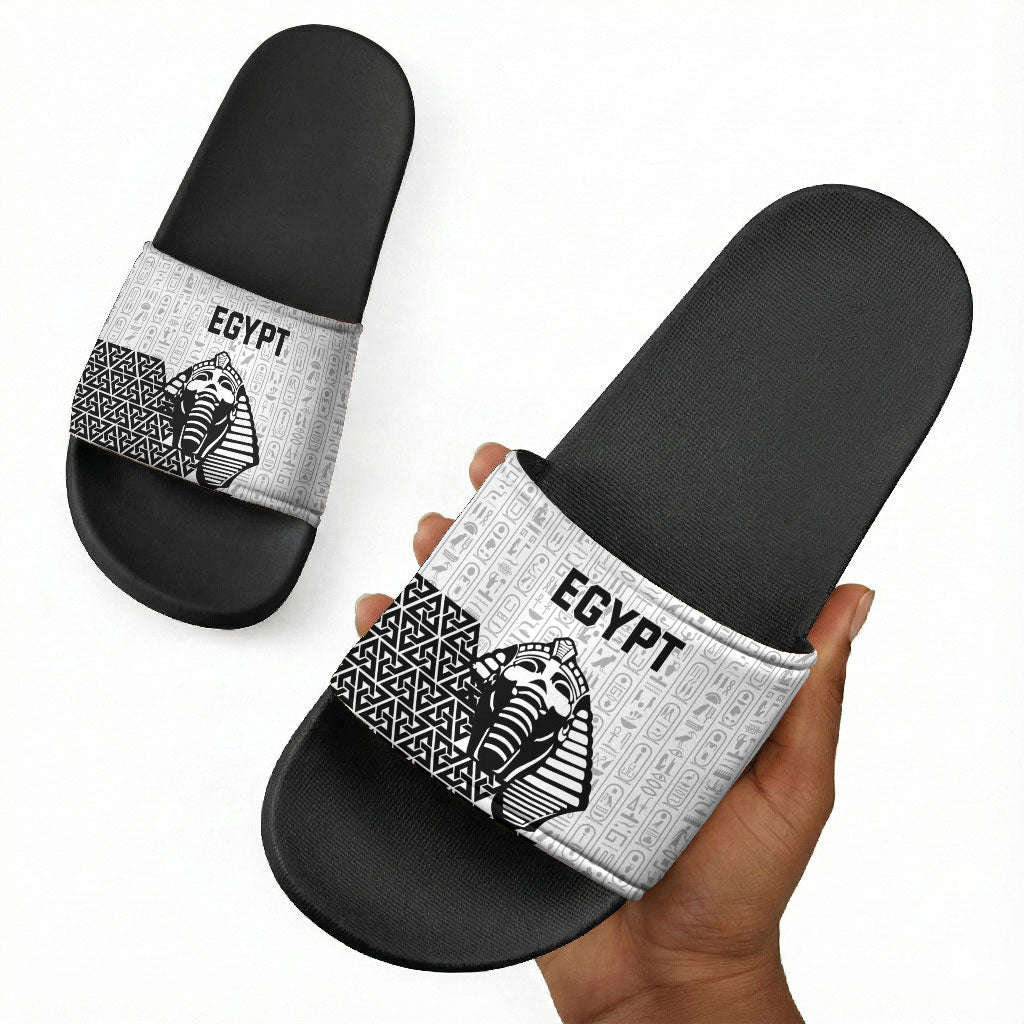 World Football 2026 Egypt Slide Sandals Pharaohs Hieroglyphs Pride White Version