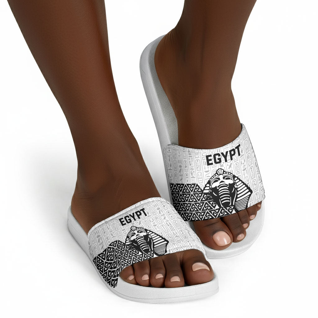 World Football 2026 Egypt Slide Sandals Pharaohs Hieroglyphs Pride White Version