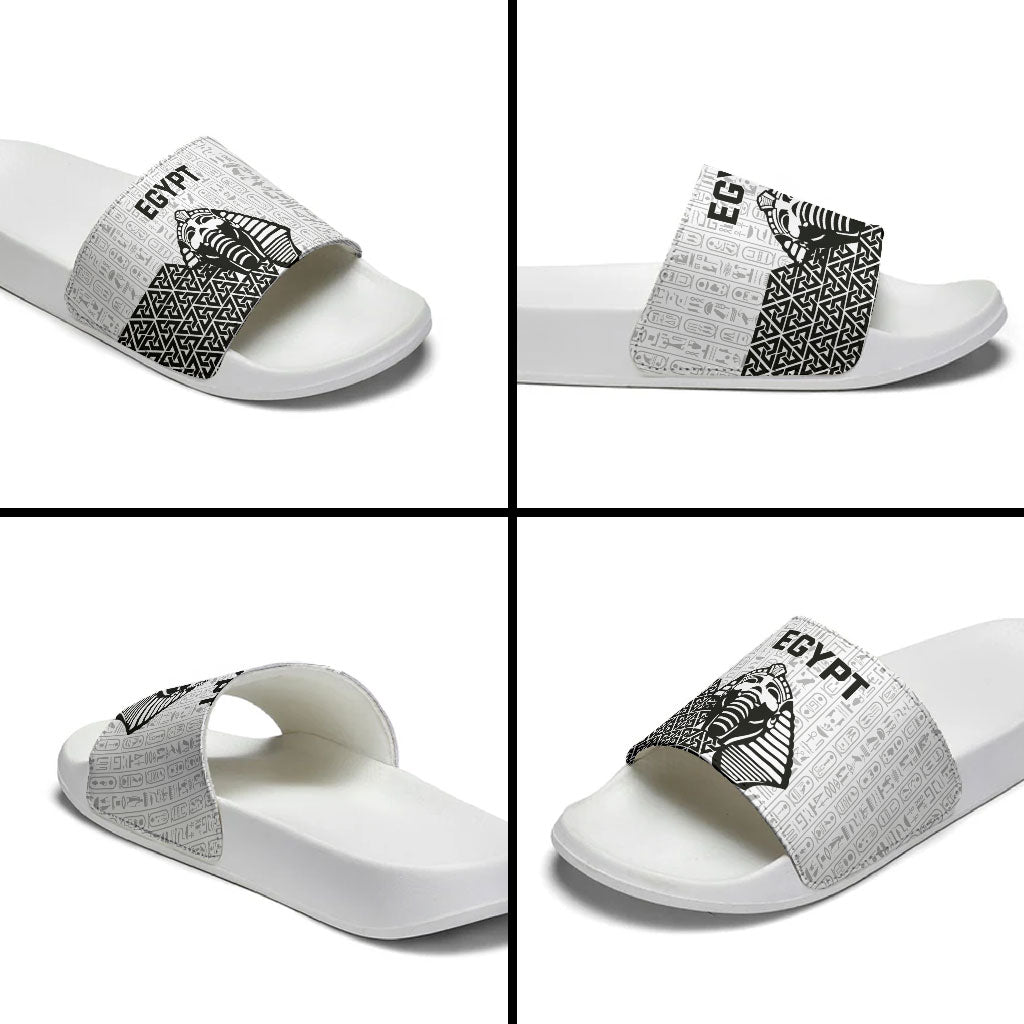 World Football 2026 Egypt Slide Sandals Pharaohs Hieroglyphs Pride White Version