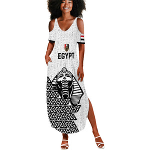 Custom World Football 2026 Egypt Summer Maxi Dress Pharaohs Hieroglyphs Pride White Version