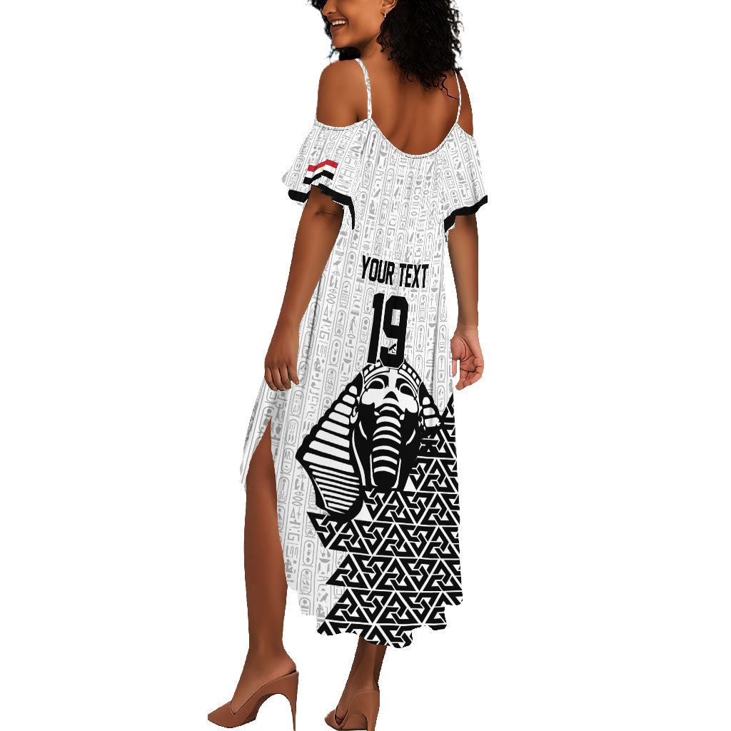 Custom World Football 2026 Egypt Summer Maxi Dress Pharaohs Hieroglyphs Pride White Version