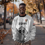 Custom World Football 2026 Egypt Sweatshirt Pharaohs Hieroglyphs Pride White Version