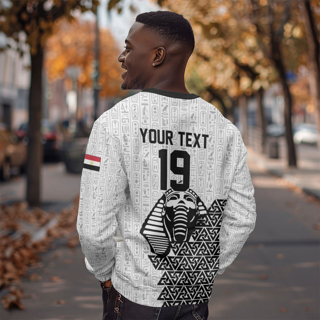 Custom World Football 2026 Egypt Sweatshirt Pharaohs Hieroglyphs Pride White Version