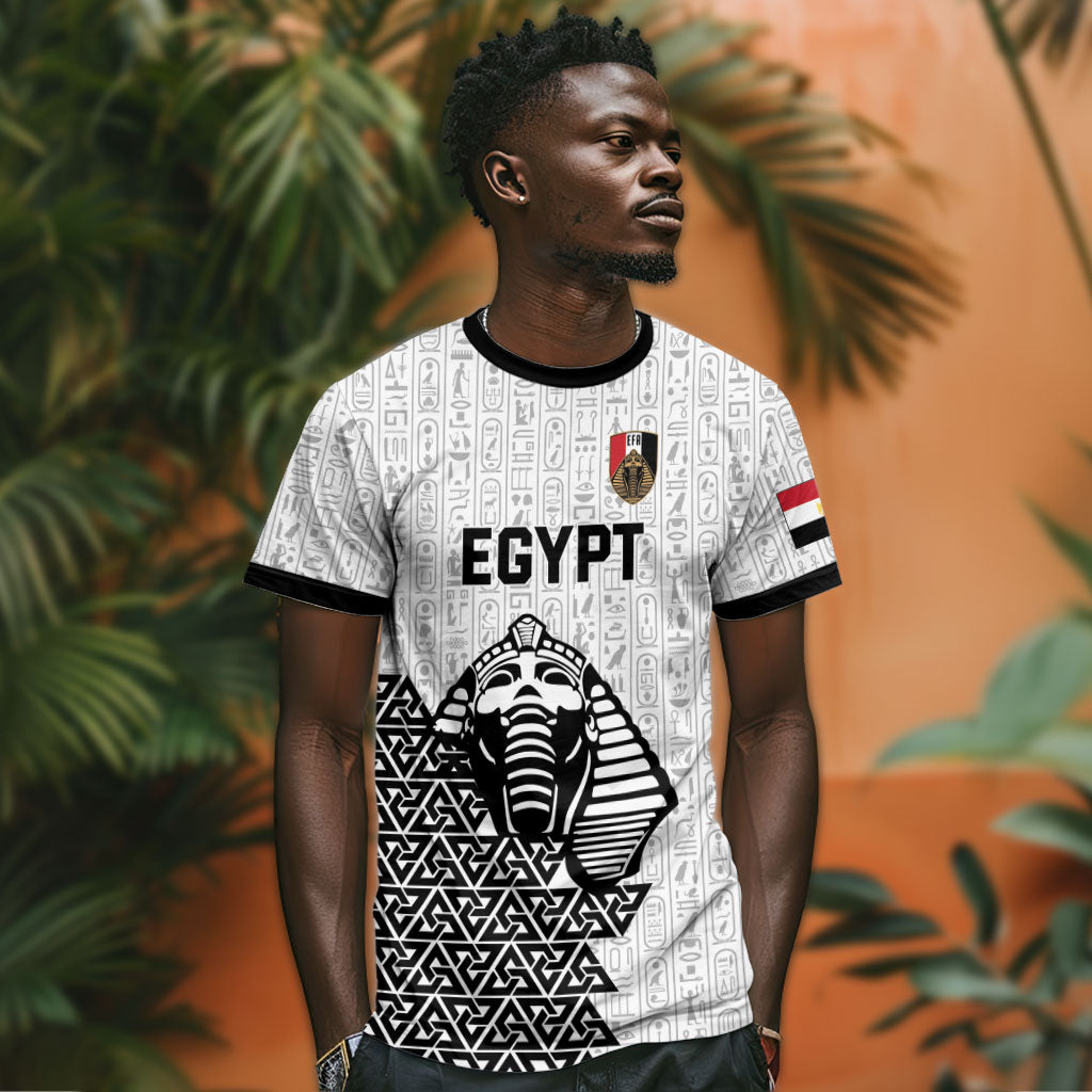 Custom World Football 2026 Egypt T shirt Pharaohs Hieroglyphs Pride White Version