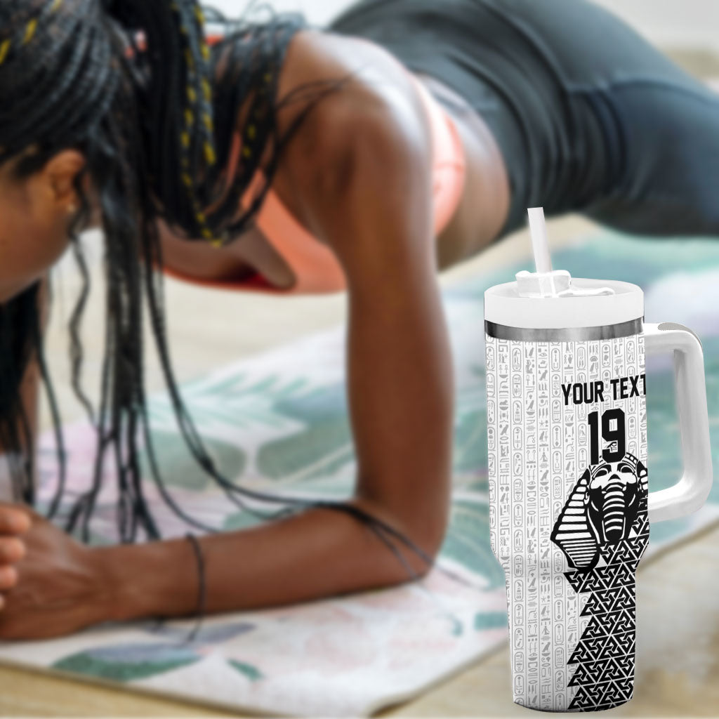Custom World Football 2026 Egypt Tumbler With Handle Pharaohs Hieroglyphs Pride White Version