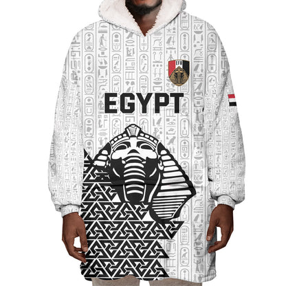 Custom World Football 2026 Egypt Wearable Blanket Hoodie Pharaohs Hieroglyphs Pride White Version