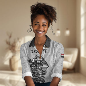 Custom World Football 2026 Egypt Women Casual Shirt Pharaohs Hieroglyphs Pride White Version